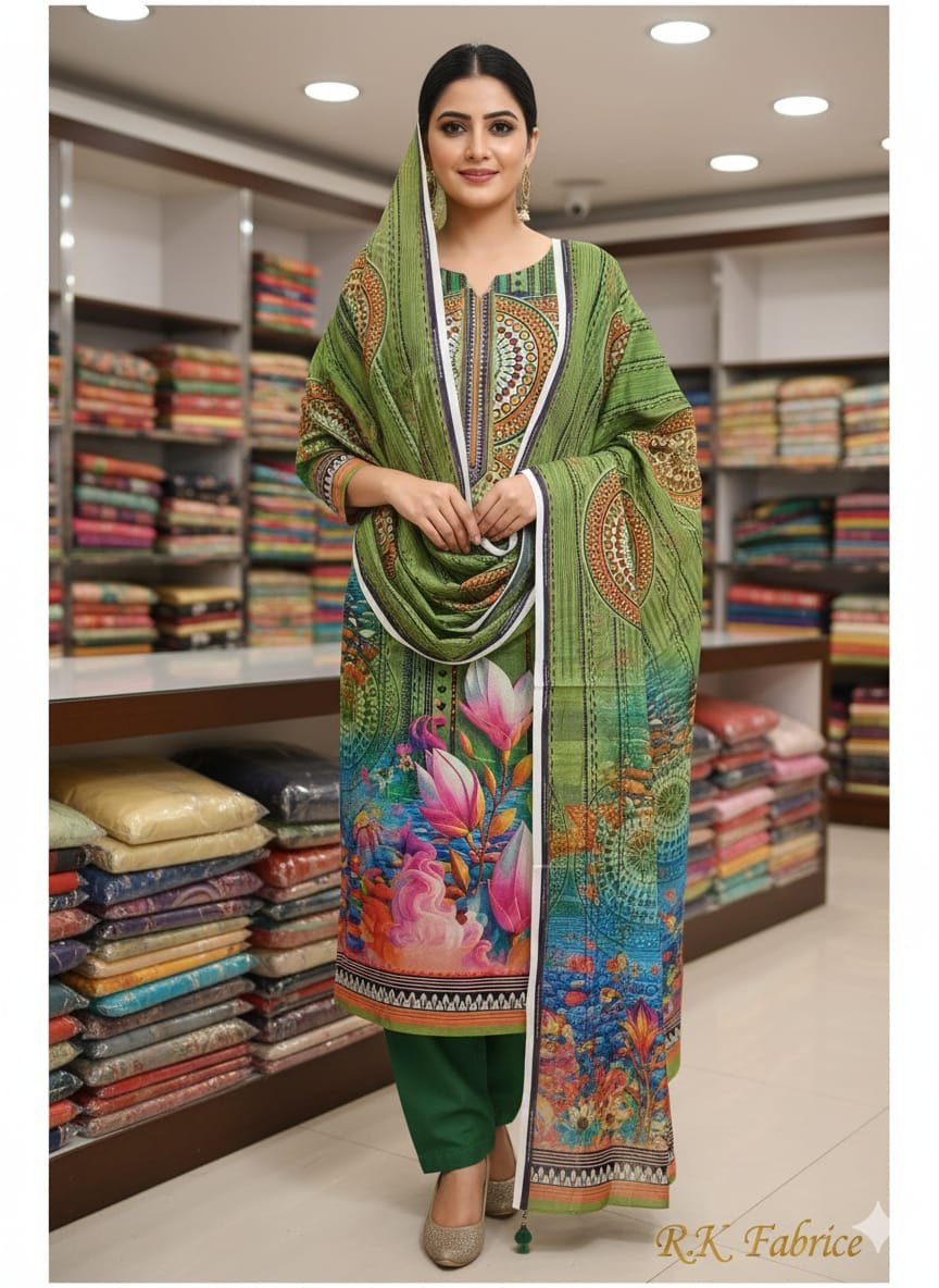 আপনার ড্রেসিং-এ নেয় নতুন রঙ! ? ডিজিটাল প্রিন্ট কটন থ্রি-পিস – স্টাইল ও আরামের সেরা কম্বিনেশন।