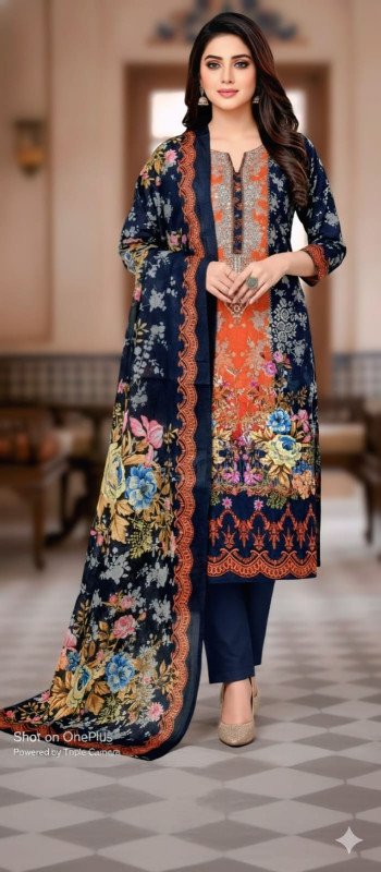 ফ্রেশ লুক, কমফোর্টেবল ফিট! ? ডিজিটাল প্রিন্ট কটন থ্রি-পিস এখন নতুন কালেকশনে।