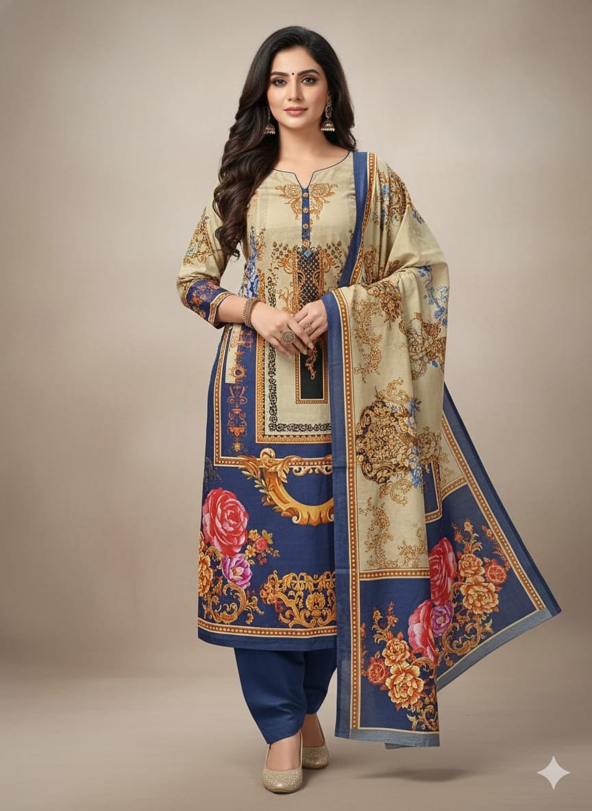 নতুন কালেকশন আগমন! ? ডিজিটাল প্রিন্ট কটন থ্রি-পিস